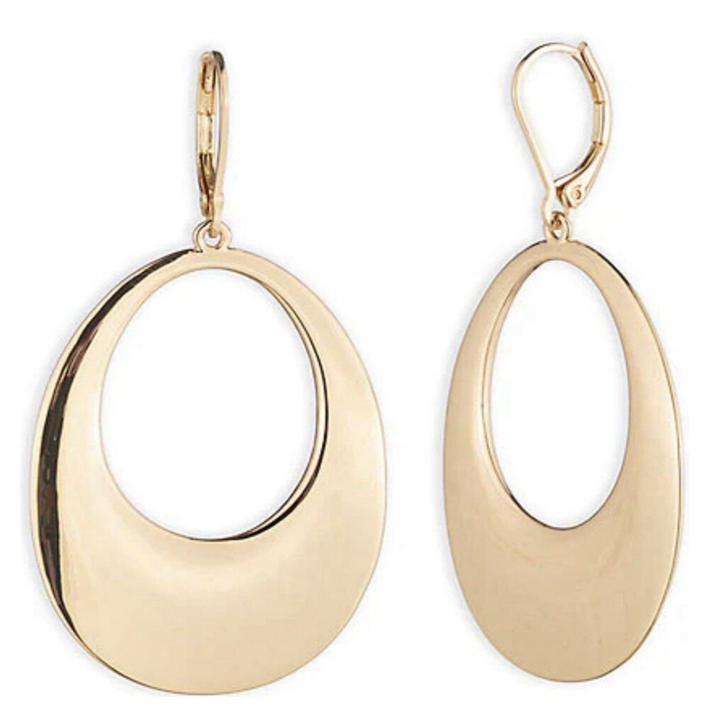 Lauren Ralph Lauren Gold Tone Gold Tone Large Open Orbital Drop Earrings NEW 68$